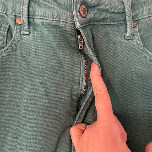 Judy Blue Teal Green Garment Dyed Bootcut Frayed Jeans Women's size 11 / 30 - Picture 4 of 11